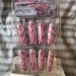 Pink and purple Heart Party Nail Set